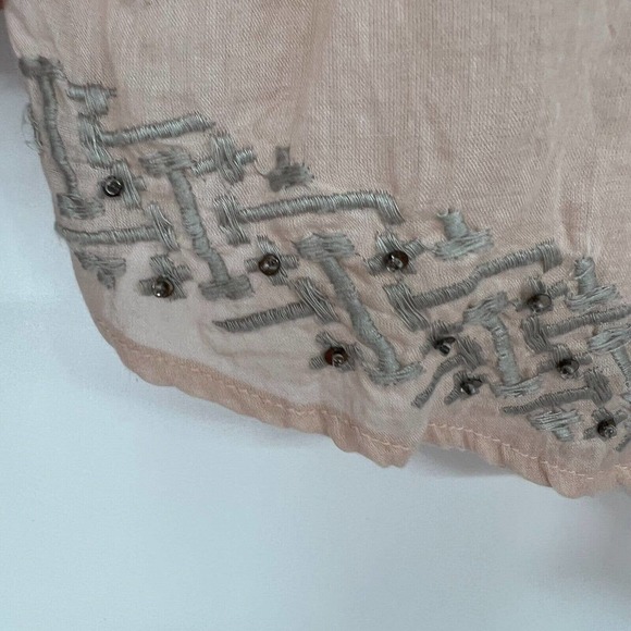 Parker Blouse Womens Sz Small Pink Gray Embroidery Sequins Beaded Long Sleeve - Picture 6 of 9